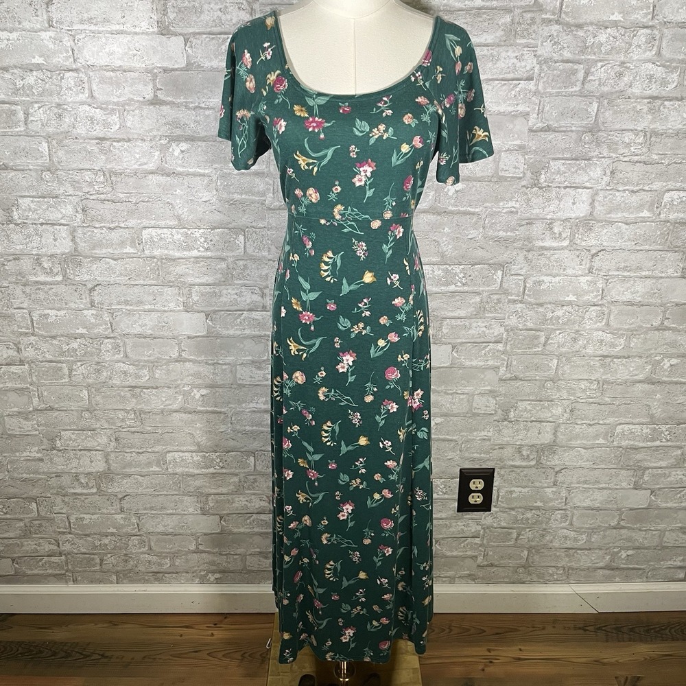 Vintage 90s Grunge Floral Scoop Neck Dress Tie Back Size Medium See Description